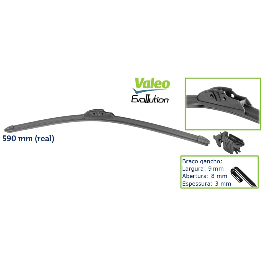 PALHETAS DIANTEIRA EVOLLUTION VALEO 578407  GM MERIVA ZAFIRA CRUZE CAPTIVA   HYUNADI AZERA HB20 HONDA ACCORD  FIT - VALEO- VF24