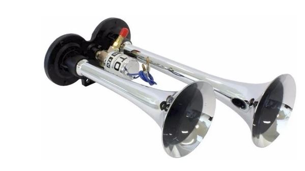 BUZINA 02 CORNETAS CROMADA 24V. - VTO044