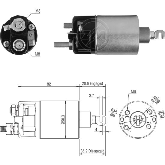 AUTOMATICO RELE MOTOR PARTIDA CHANA 12V - ZM1660