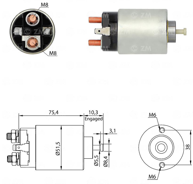 RELE DE PARTIDA 12V NISSAN MITSUBISHI HYUNDAI - ZM 1698