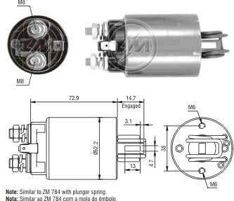 AUTOMATICO RELE MOTOR PARTIDA HITACHI MASSEY FERGUSSON/NISSAN - RANGER - ZM1784