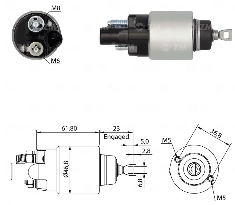 AUTOMATICO RELE MOTOR PARTIDA BOSCH GM ONIX TRACKER 1.0 TURBO  - ZM2281