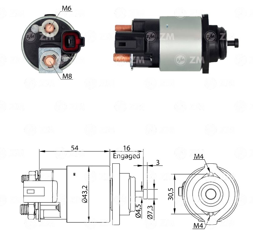 RELE MOTOR PARTIDA 12V HYUNDAI ELANTRA, TUCSON, I30 - ZM2390