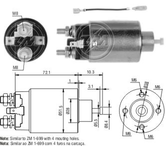 AUTOMATICO RELE MOTOR PARTIDA MITSUBISHI L200 12V - ZM2699  