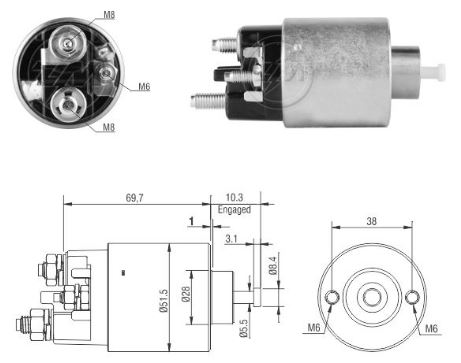 AUTOMATICO RELE MOTOR PARTIDA MITSUBISHI CRUZE-SONIC 12V - ZM2996  