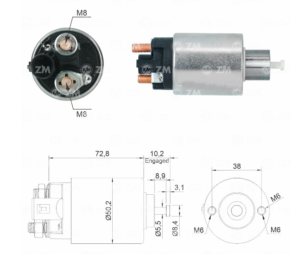 RELE MOTOR PARTIDA 12V GM S10, TRAILBLAZER - ZM3392