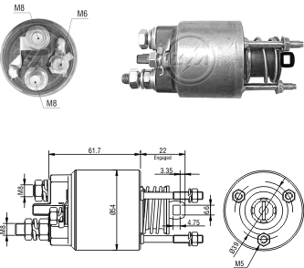 AUTOMATICO RELE MOTOR PARTIDA MARELLI PALIO-PUNTO-UNO 12V - ZM3595  