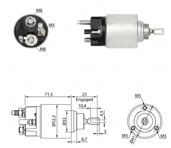RELE MOTOR PARTIDA 12V CITROEN BERLINGO, JUMPER - ZM376
