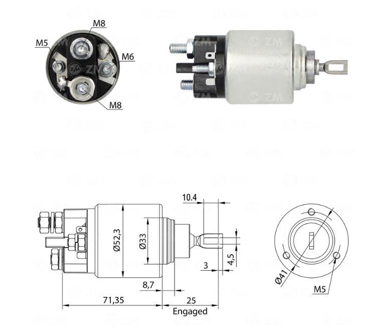 RELE MOTOR PARTIDA 12V BMW Z3, Z4 - ZM378
