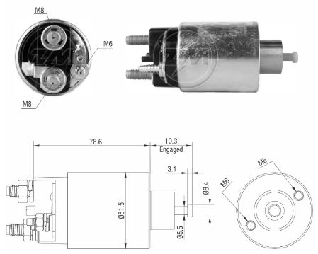 AUTOMATICO RELE MOTOR PARTIDA MITSUBISHI FOCUS-FUSION 12V - ZM3795  