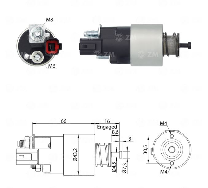 RELE MOTOR PARTIDA 12V HYUNDAI ELANTRA, CRETA - ZM390