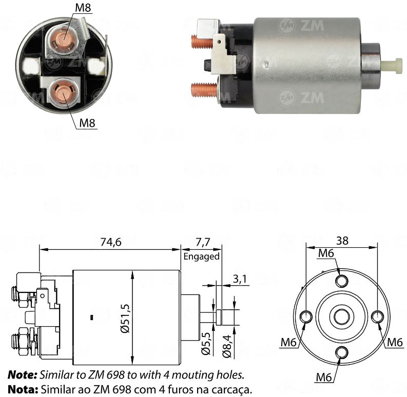 RELE DE PARTIDA 12V NISSAN MITSUBISHI PAJERO CHERRY - ZM 4698