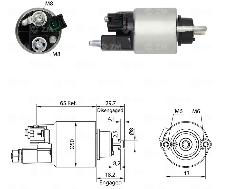 RELE MOTOR PARTIDA 12V TOYOTA COROLLA, HILUX - ZM4708