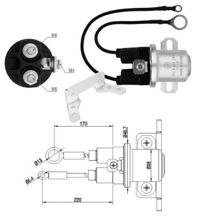 RELE AUXILIAR MOTOR PARTIDA DELCO 37MT-41MT 24V  - ZM5428  