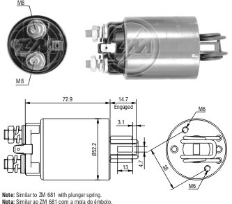 AUTOMATICO RELE MOTOR PARTIDA HITACHI RENAULT-NISSAN 12V - ZM582   