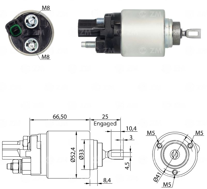 RELE DE PARTIDA 12V TOYOTA COROLLA, RAV4, YARIS - ZM6382