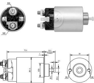 AUTOMATICO RELE MOTOR PARTIDA MITSUBISHI L200-PAJERO 12V  - ZM6698  