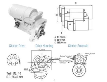 MOTOR PARTIDA 12V 10 DENTES TOYOTA HILUX - ZM8014003
