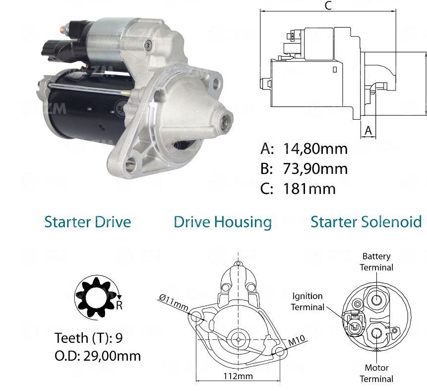MOTOR PARTIDA 12V 9 DENTES TOYOTA COROLLA - 8028102 ZM