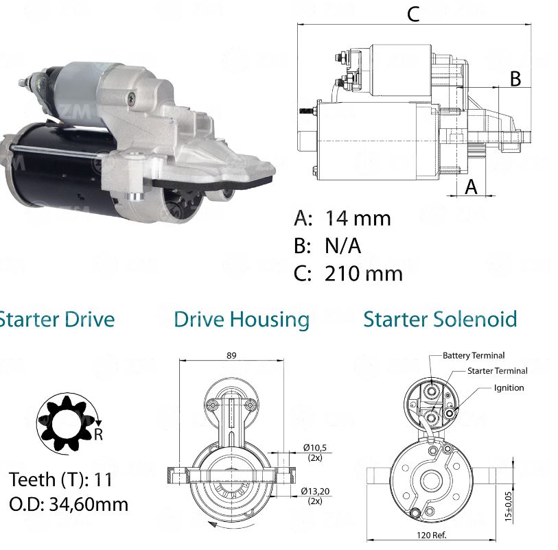 MOTOR PARTIDA 12V 11 DENTES FORD ECOSPORT, KA - ZM8028103