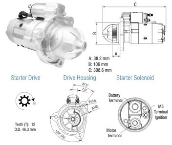 MOTOR PARTIDA INDIEL M100R 12D 12V VW CAMINHAO    - ZM8048101