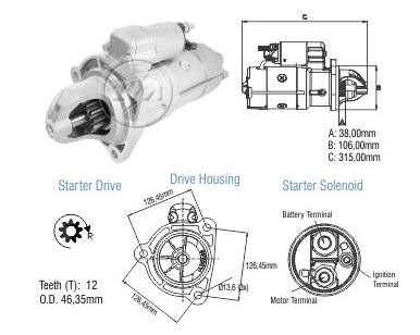 MOTOR PARTIDA 24V 12 DENTES VOLKSWAGEN TITAN - ZM8048504