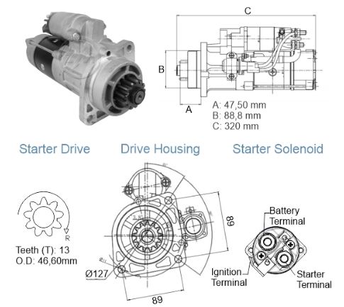 MOTOR PARTIDA MITSUBISCHI M.BENZ ATEGO  ATRON  24VOLTS 13 DENTES  - ZM8089006