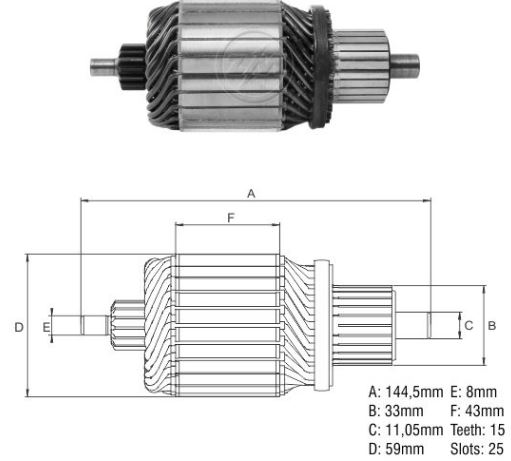 INDUZIDO M93 12V 15 DENTES FORD, CHEVROLET, AGRALE - ZM8348001