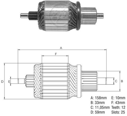 INDUZIDO M100 12V 12 DENTES PRESTOLITE  FORD, VOLKSWAGEN - ZM8348002 ZM