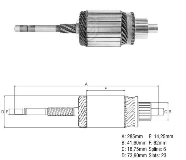 INDUZIDO PARTIDA WAPSA PERKINS 12V 6 DENTES VOLKSWAGEN 11130, 12140 - ZM8350101