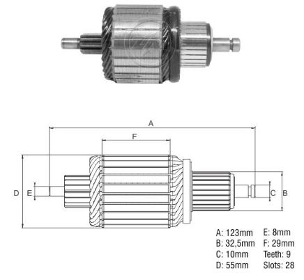 INDUZIDO MOTOR PARTIDA BOSCH COROLLA FIESTA KA - ZM8357118 -   