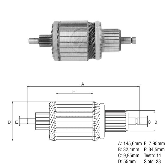 INDUZIDO MOTOR PARTIDA BOSCH 12V 11 DENTES VOLKSWAGEN JEEP - ZM8357154 ZM