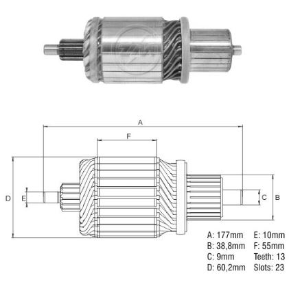 INDUZIDO MOTOR PARTIDA SCANIA 124 VOLVO FH 24V - ZM8389006 -   