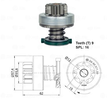 IMPULSOR DE MOTOR PARTIDA FIAT IVECO 09 DENTES - ZM8557133