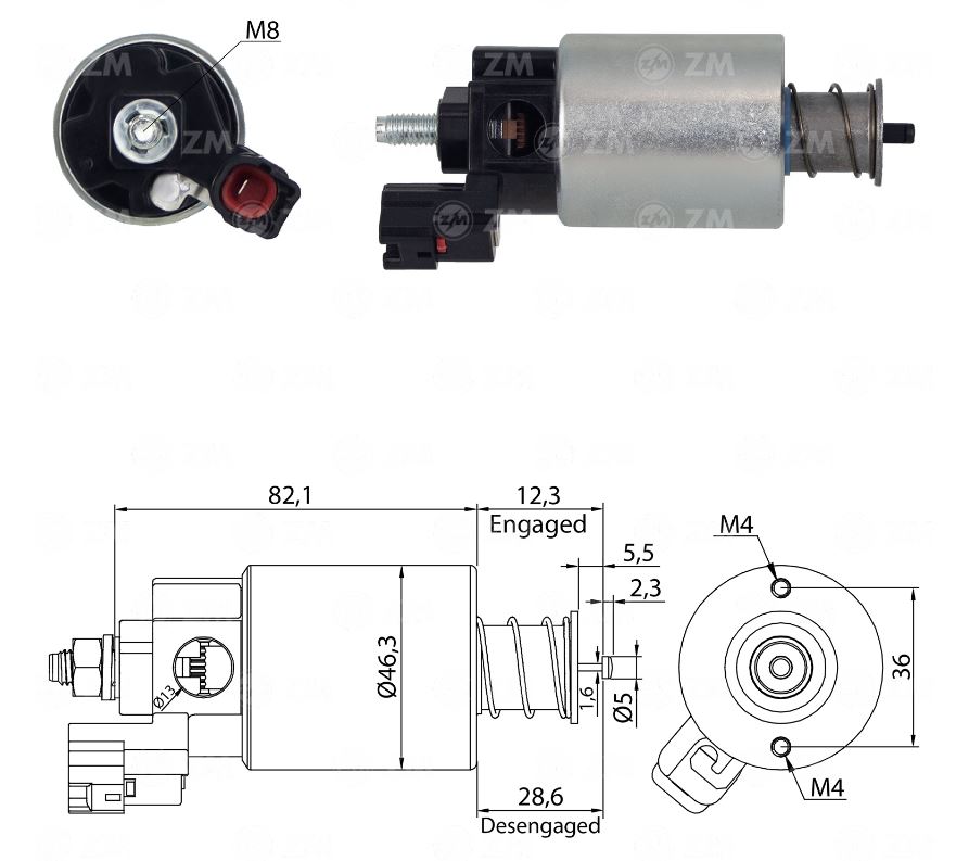 RELE DE PARTIDA 12V TOYOTA ETIOS, YARIS - ZM8665
