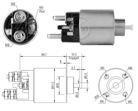 AUTOMATICO RELE MOTOR PARTIDA MITSUBISHI CITROEN-PEUGEOT  - ZM8995  