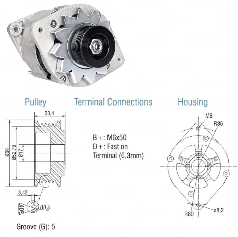 ALTERNADOR 12V 75 AMPERES COM VENTOINHA GM BLAZER KADETT - ZM9010101