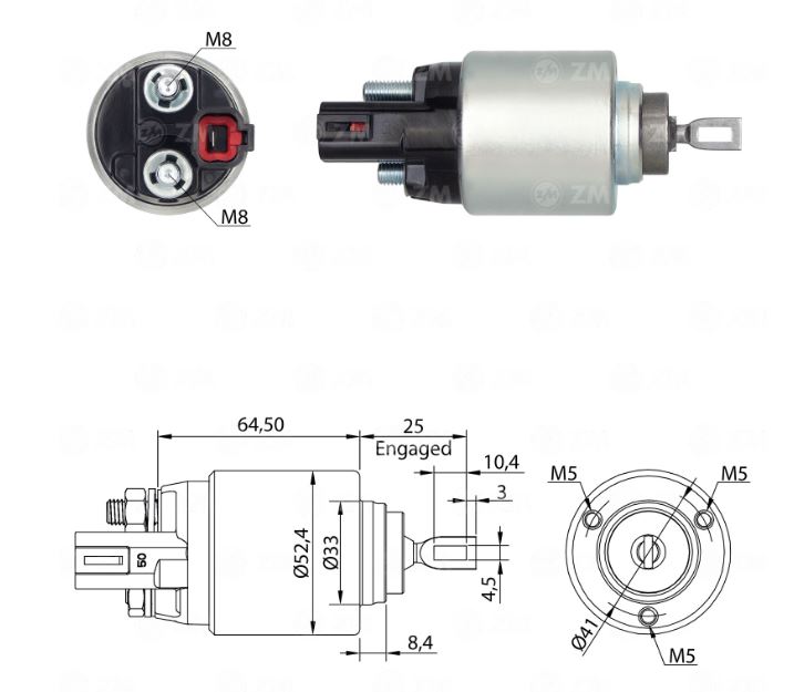 RELE MOTOR PARTIDA 12V HYUNDAI CRETA, TUCSON - ZM9382