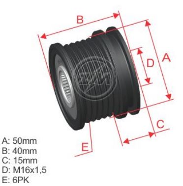 POLIA DE RODA LIVRE ALTERNADOR MERCEDES-BENZ SPRINTER - 9600003 ZM