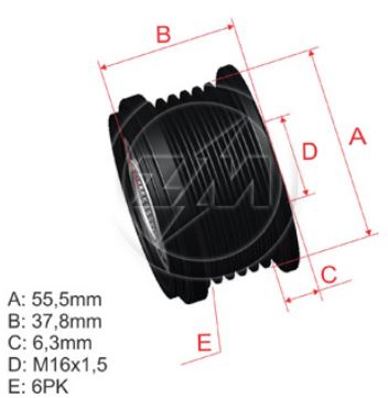 POLIA ALTERNADOR RODA LIVRE 6PK LAND ROVER  FORD RANGER  TRANSIT   - ZM9600015
