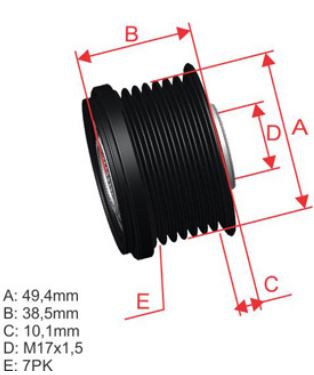 POLIA RODA LIVRE PARA ALTERNADOR MOTOR DIESEL NISSAN RENAULT NV400 MASTER - ZM9601017 ZEM