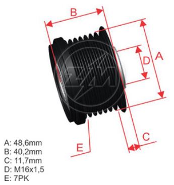 POLIA ALTERNADOR RODA LIVRE RENAULT LOGAN SANDERO FORD TRANSIT 7PK - ZM9601208