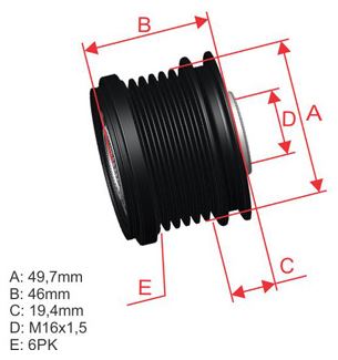 POLIA ALTERNADOR RODA LIVRE MB SPRINTER 311-313-515 - ZM9601231  
