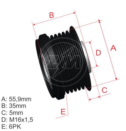 POLIA DA RODA LIVRE 6PK AUDI A4, A5, A6 - 9601234 ZM