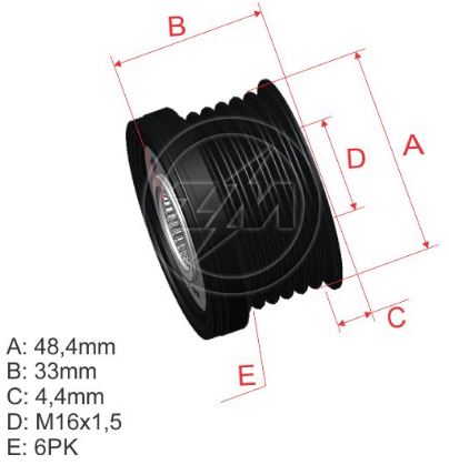 POLIA ALTERNADOR RODA LIVRE NEW FIESTA- KA + 11.. - ZM9601241  
