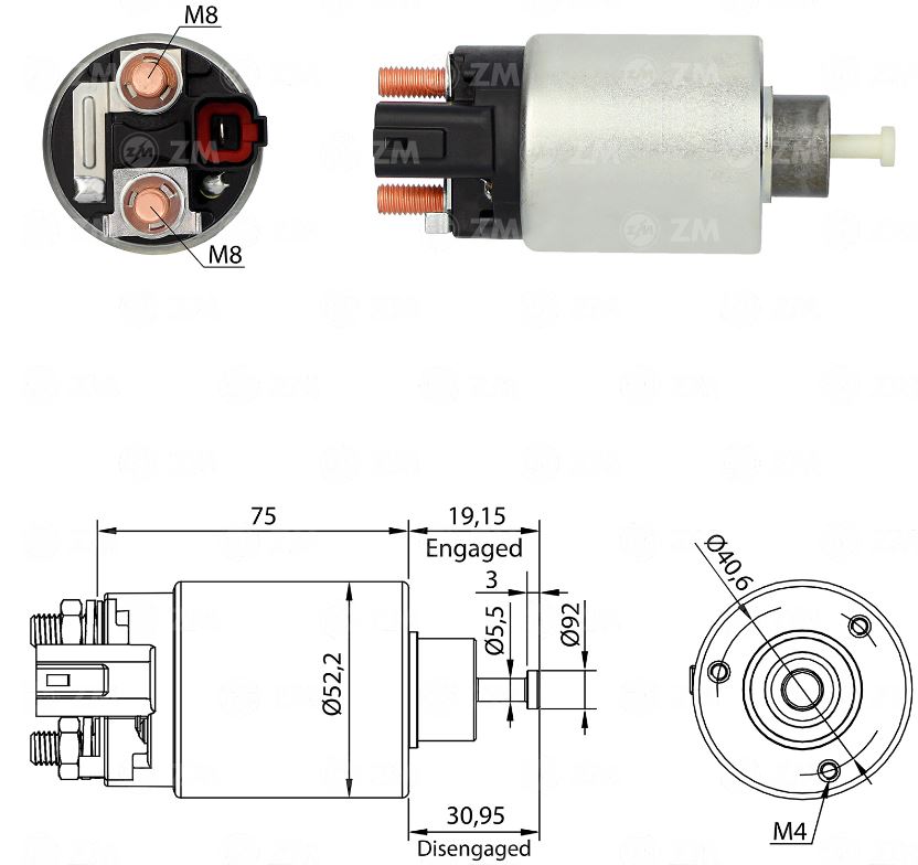 AUTOMATICO RELE MOTOR PARTIDA DELCO REMY HYUNDAI  KIA  12 VOLTS - ZM9860